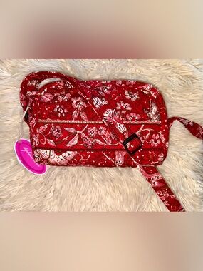 Stephanie Dawn Red Paisley Floral Carry All Crossbody Purse Handbag Burnt Ruby
